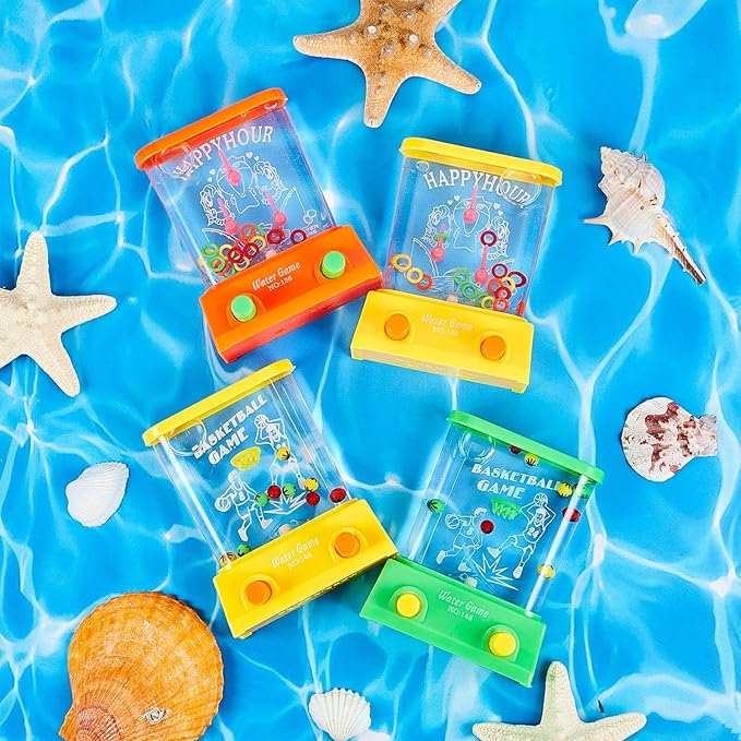 Sumind 10 Pieces Handheld Water Game for Kids Mini Water Ring Toss and Basketball Hoop Toy 90s Retro Mini Games for Goodie Bags Stuffers Birthday Return Gifts Classroom Rewards(Bright,Classic Style)
