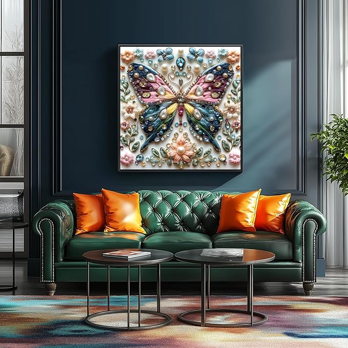 Butterfly Jigsaw Puzzles for Adults 500 Pieces Colorful Crystal Flower Puzzles Beautiful Diamond Art Puzzle Difficult Unique Family Challenging Games Gift for Teens Adults Puzzle (20"x20")