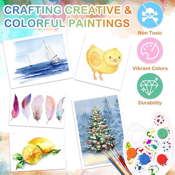 Nuanchu 60 Pcs Tempera Paint Cakes 15 Colors Tempera Paint Washable Art Supplies for Painting Drawing Crafts Activities