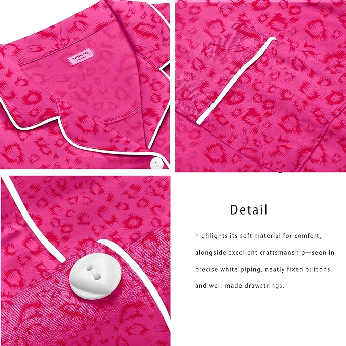 SWOMOG Womens Button Down Pajamas Set Short Sleeve Sleepwear Bride Soft Pj Lounge Sets XS-3XL