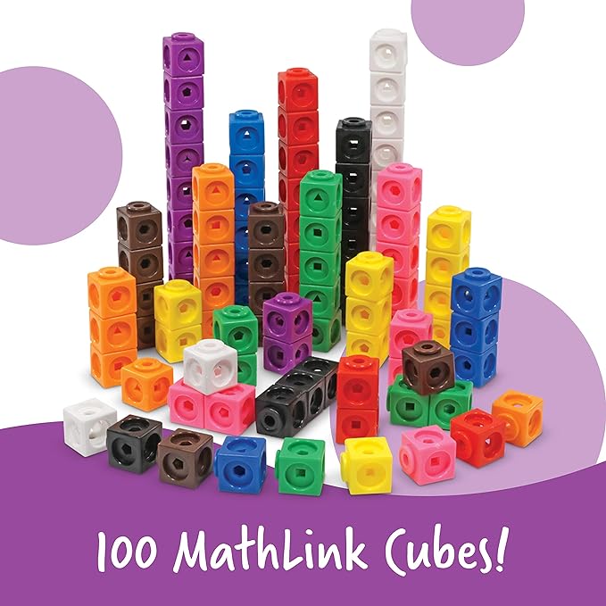 Learning Resources MathLink Cubes Elementary Math Activity Set - Math Manipulatives for Elementary School, 1st Grade Learning & Education Toys, Counting Blocks for Classroom Centers and Homeschool