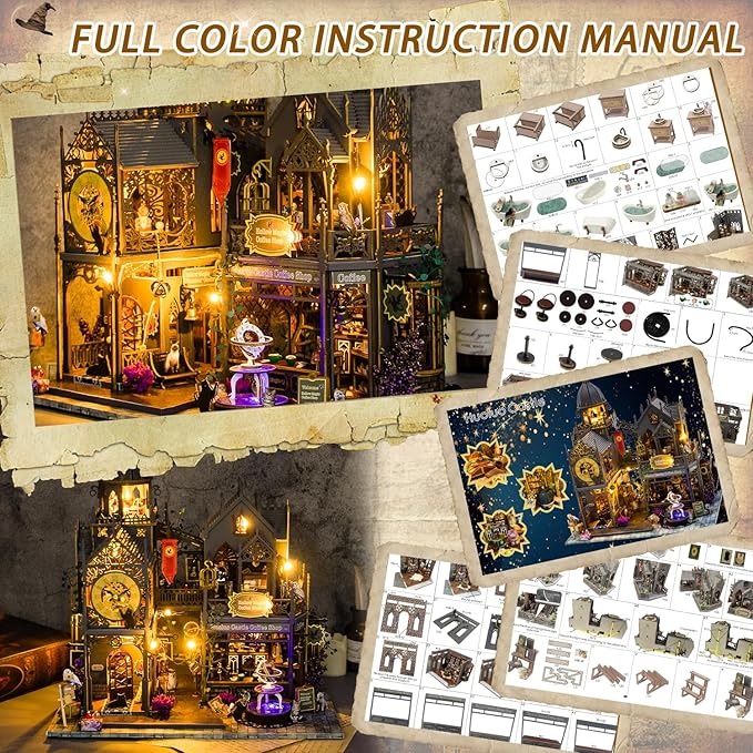 Mostop DIY Miniature House Kit - Magic Wooden Dollhouse Miniature Kits - Tiny House Model with LED Light - Mini House Building Kit for Adults Teens - Creative Craft Birthday Gift Home Decor