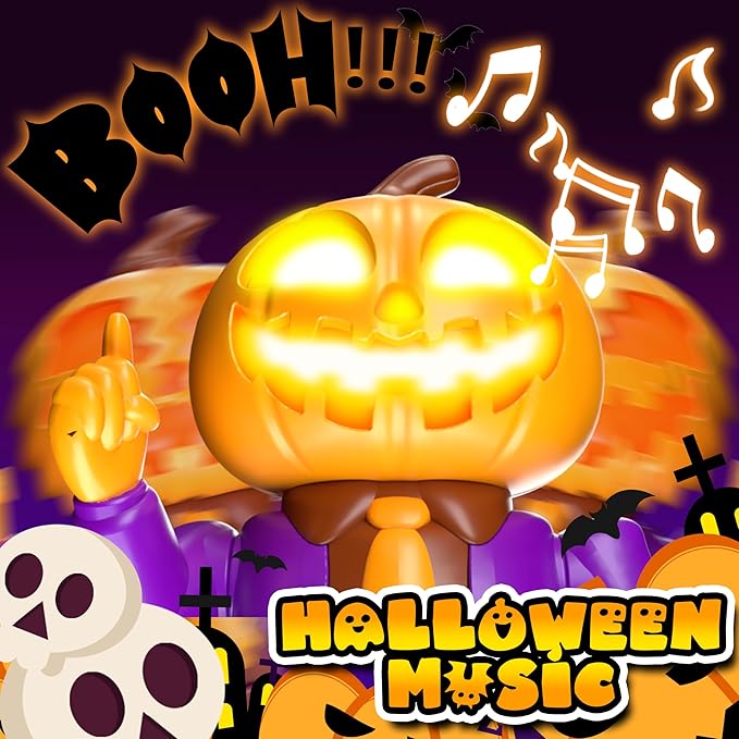 Halloween Pumpkin Dancing Robot Toy – Light-Up Musical Walking Figure, Party Decoration for Boys & Girls Ages 3-8, Fun Holiday Gift