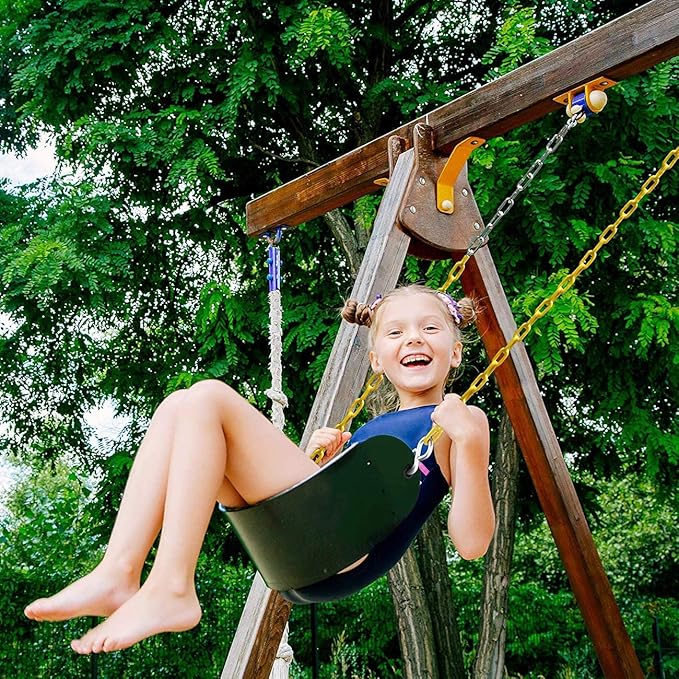 Sunnyglade 6 PCS Swings Seats Heavy Duty with 66" Chain, Playground Swing Set Accessories Replacement with Snap Hooks, Support 250lb (6, Green)
