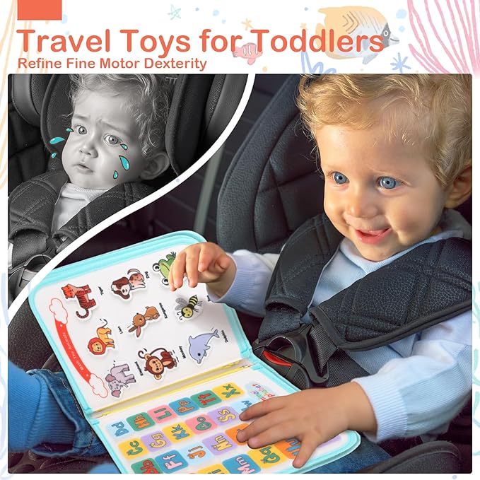 Toddler Busy Board Montessori Toys for Toddlers 3 Year Old Educational Activity Book Board Sensory Travel Toys Ages 4 Preschool Learning Fine Motor Skills Toy Quiet Book Gift for Kids