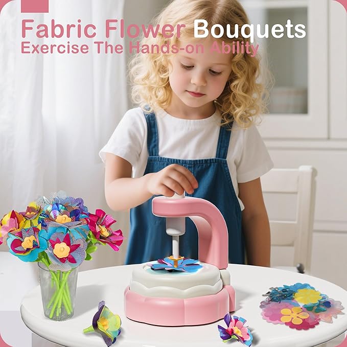 DIY Fabric Flower Bouquets Toys - Arts and Crafts for Kids 4 5 6 7 8, Arts & Crafts Flower Making Kit for Kids Girls, Educational Activity Toys for Girls Boys, 4 5 6 7 8 Year Old Girl Birthday Gifts