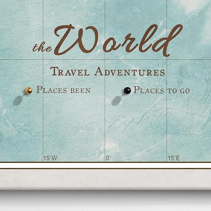 Canvas World Map with Cork Pin Board - English Lettering - Decorative Wall Decoration for All Rooms - Canvas Pictures with World Map Motif (70x50 cm, Pattern 11)