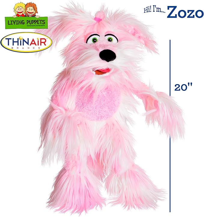 Living Puppets 20-Inch Plush Pink Dog Puppy Hand Puppet - Fine European Design, Ultra-Soft and Cuddly, Promotes Child Development, Safety Certified, Teacher-Recommended for Boys and Girls