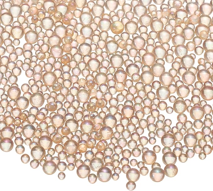 Iridescent Glass Tiny Bubble Beads, 0.4-3mm 10g No Hole Micro Mini Round Champagne Water Droplets Beads - Applications: for Resin Filler, Nail Art, Dollhouse Bath Tub