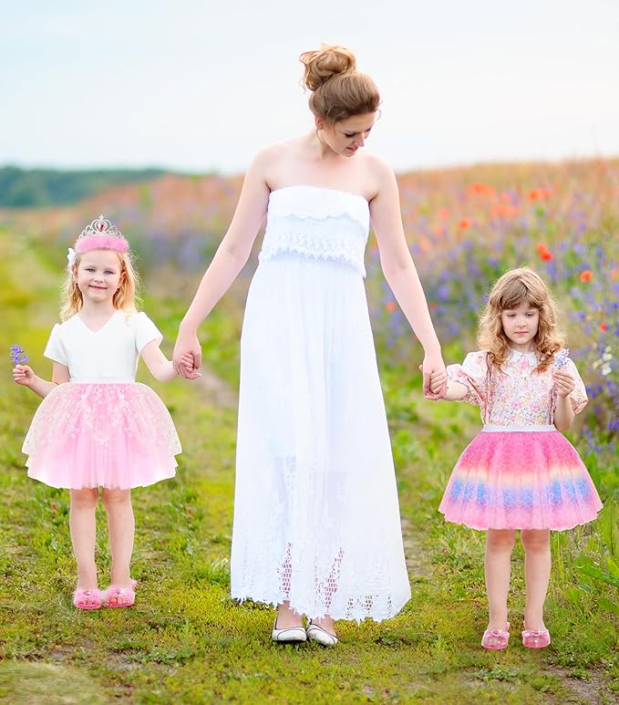 Jeowoqao Dress up Shoes Princess Dresses for Girls, Little Girls Princess Dress up Clothes Set 1pc TuTu Skirt with 3ps Skirt Veils, Play Toys for Girls Age 3 4 5 6 Years Birthday Gift