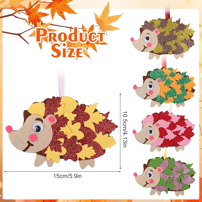 DIYASY 10 Pcs Fall Hedgehog Craft for Kids, Make You Own Hedgehog Foam Stickers Thanksgiving Craft Kits Arts and Crafts DIY Kid Friendly Autumn Decorations Games Party Activities Supplies Age 3-5 4-8