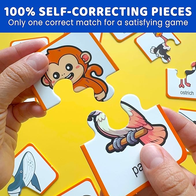 QUOKKA Toddler Puzzles Ages 2-4 – 100% Self-Correcting 16 Matching Pairs of Wild Animals – Educational Toddler Puzzles Ages 1-3 with 32 Pieces - Memory Matching Games for 3-5 Years Old Boys and Girls