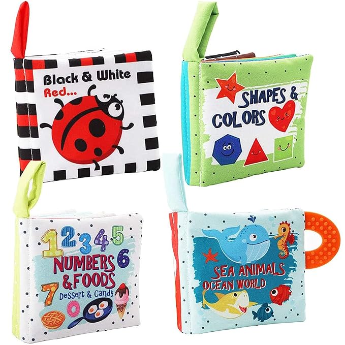 Baby Books Toys Gifts, Touch and Feel Cloth Crinkle Books for Babies,Infant Toddler Baby 0-3-6-12-18 Months,Early Learning Toys 6 to 12 Months 1-2 Years Old, Easter Shower Gift for Boys Girls,8 PCS