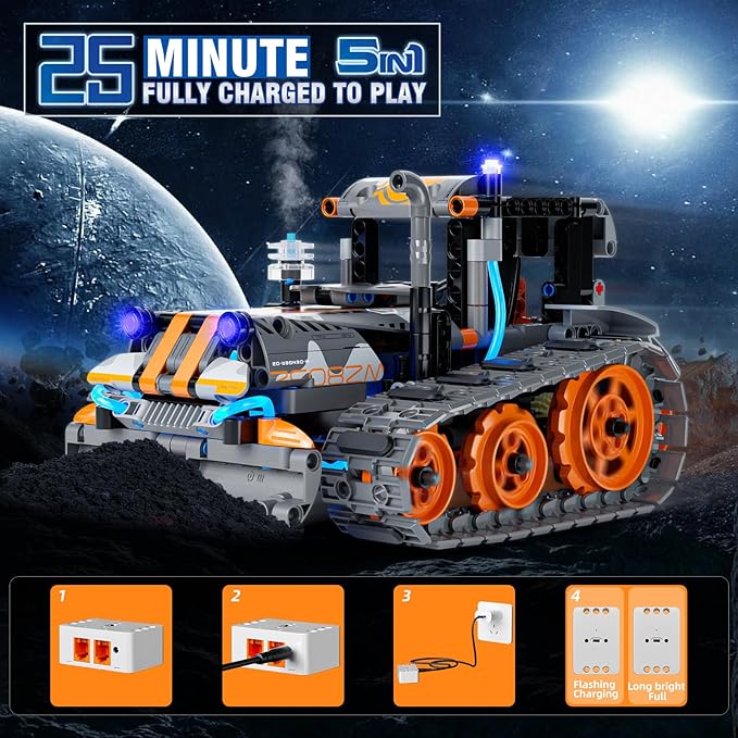 STEM Building Toys for Boys 6-12, 5in1 Remote & APP Controlled Car/Tank/Robot/Tracked Racer STEM Building Kit, 552 Pcs Educational Learning Building Blocks for Kids, RC Car Set for Boy Girls