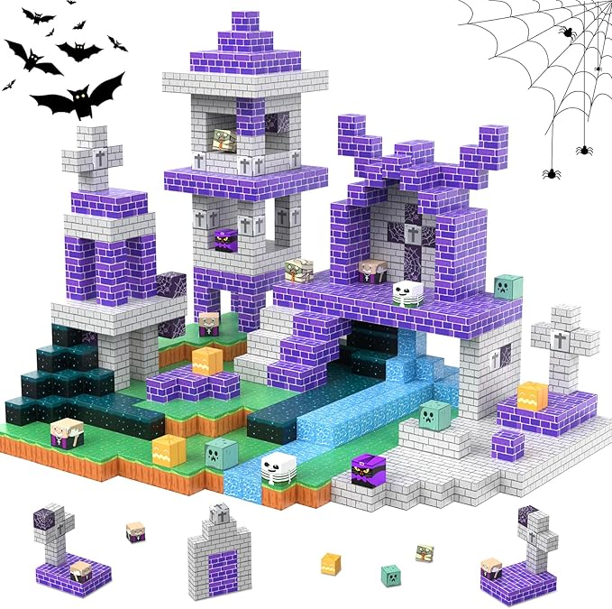 Magnetic Blocks Halloween Building Toys Gifts Construction Toys for 3 4 5 6 7 8 Year Old Boys & Girls, STEM Montessori Sensory Creative Kids Toys Halloween Party Favors