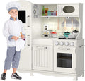 Wooden Play Kitchen for Toddlers & Kids – Pretend Kitchen Set with Sink, Oven, Stove, Microwave, Lights & 9 Accessories – Durable Wooden Kitchen Toy for Ages 3–8 – by Kiddery Toys