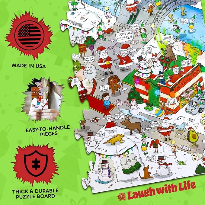 Christmas Joke Puzzle – 72pcs Christmas-Themed Kids Jigsaw Puzzle for Adults, Extra Large Floor Puzzles for Kids Ages 5+, Fun Adult Puzzles & Toddler Educational Toys (24" x 36")