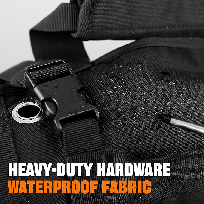 Portable Foldable Roll-Up Waterproof Tool Bag Organizer with 5 Compartments & 2 Detachable Pouches, Heavy-Duty Tool Pouch Bag, Dad Men Electrician Mechanic Gifts