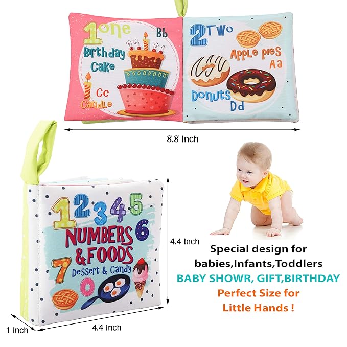 Baby Books Toys Gifts, Touch and Feel Cloth Crinkle Books for Babies,Infant Toddler Baby 0-3-6-12-18 Months,Early Learning Toys 6 to 12 Months 1-2 Years Old, Easter Shower Gift for Boys Girls,8 PCS