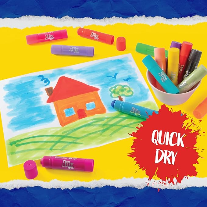 Tempera Paint Sticks 12 Pack– Bright Colors for Kids & Adults, Mess Free Washable Paint, Quick Dry Non-Toxic Arts & Crafts, Classroom School Supplies, Christmas Stocking Stuffers, Holiday Gift Set