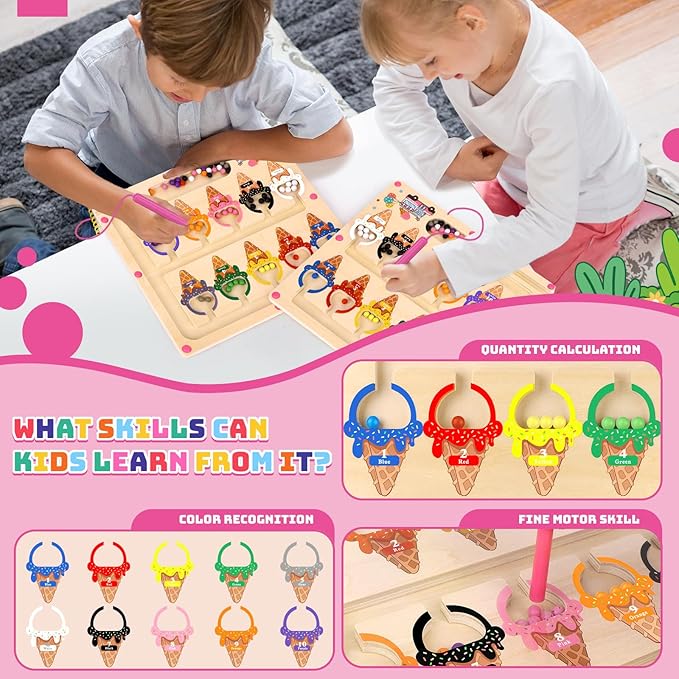 Montessori Magnetic Color and Number Maze Toy for Toddlers Fine Motor Skills Educational Play for Girls Ages 3 to 5 Birthday Gift Interactive Learning Magnetic Maze