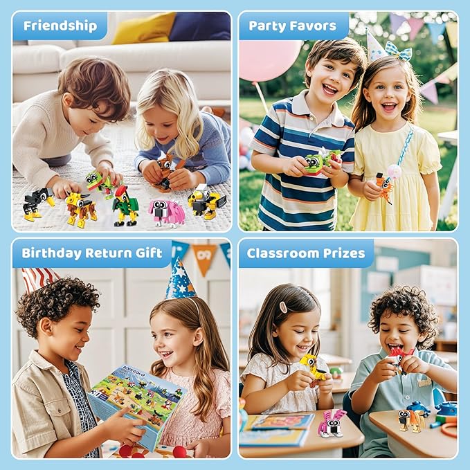30 Pack Party Favors Building Set for Kids, 750 Pcs Mini Animal 3-in-1 Building Block Kit Sets, Goodie Bags Stuffers for Kids Classroom Prizes Birthday, Best Gifts for Boys Girls Ages 6+