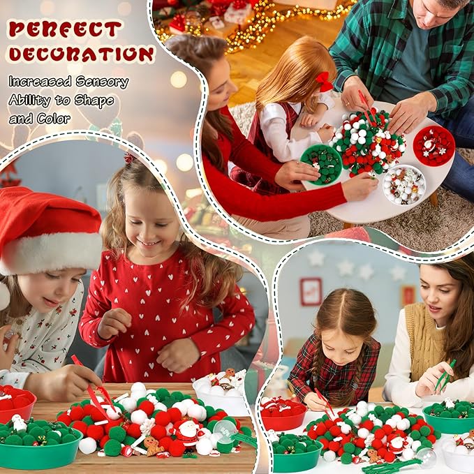 170 Pcs Christmas Sensory Bin Items Christmas Miniature Figurines Counting Sorting Sensory Bin Filler Xmas Resin Fine Motor Red Green Counts for Xmas Counting Decor