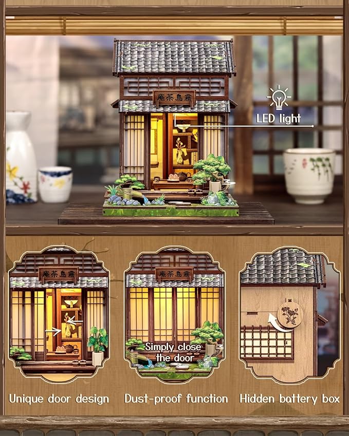 Book Nook Kit, DIY Miniature House Kits for Adult and Teens, Dollhouse Tiny Booknook Garden House Bookshelf, DIY Craft Gifts for Family and Friends (Japanese Chashitsu)