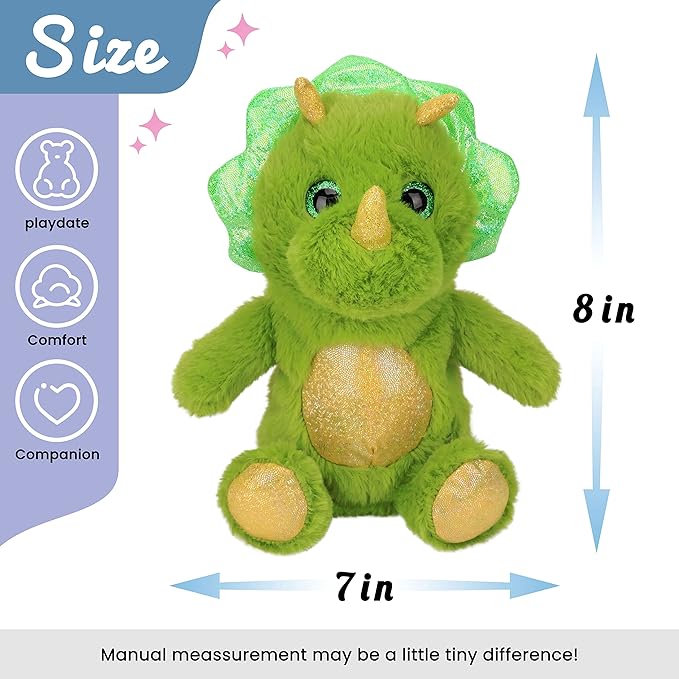 Hopearl Talking Dinosaur Repeats What You Say Nodding Electric Interactive Animated Toy Speaking Plush Buddy Gift for Toddlers, Green, 8''