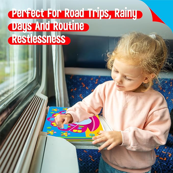 Foam Sticker Art Activity, 10 Princess & Castle Art Board with 1660 Foam Stickers in 10 Colors, Funny DIY Activity Creative Craft Kits Travel Game for Kids, Boys & Girls