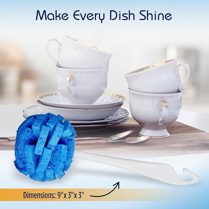 Compac Home Dish Wand China Durable Foam Sponge Petals Brush and Clean Dishes, Pots, Bottles, & Glassware, 2 Count