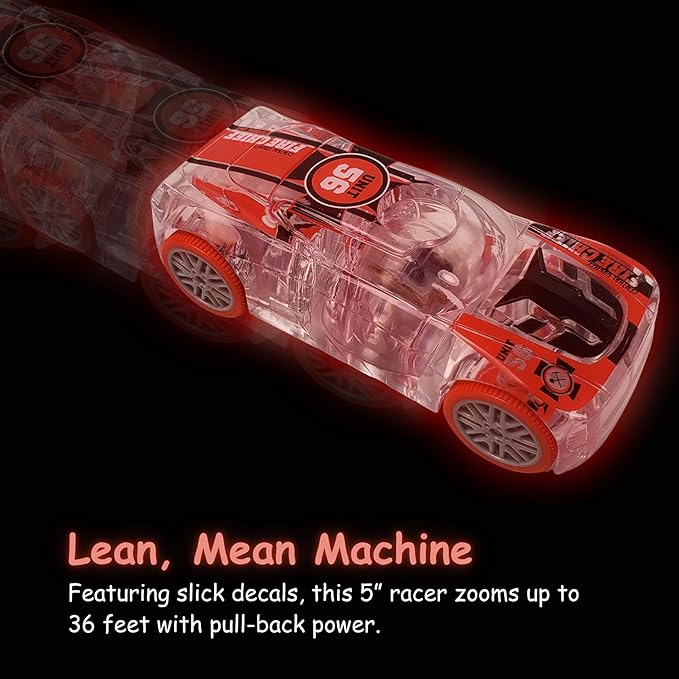 No. 47, LED Light Up Pull Back Race Car, Toy Vehicle for Kids 3 and Up