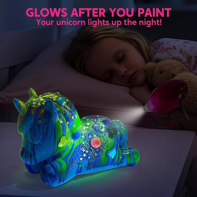 Klever Kits Glow in The Dark Unicorn Pouring Kit- Art and Crafts for Kids Aged 6+ Art Supply Toy, Kids Painting Kit, Unicorn Toy Birthday Gifts for Girls