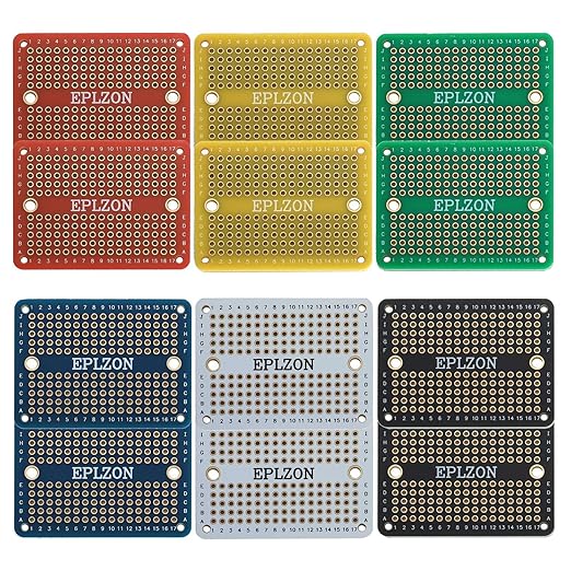 Solderable Breadboard Mini PCB Board Gold-Plated Solder Breadboard for DIY Electronics Projects Apply to Arduino Soldering Projects 2.0"x1.5" Mixed Color(Pack of 12 Pcs)