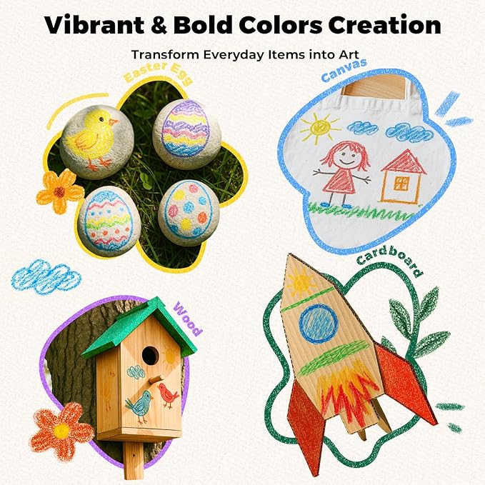 18 Colors Rocket Tempera Paint Sticks with 120 PDF Coloring Pages, Quick Drying, Non-Toxic and Washable Paint Sticks for Kids and Students, Art Supplies for Drawing on Paper and Canvas