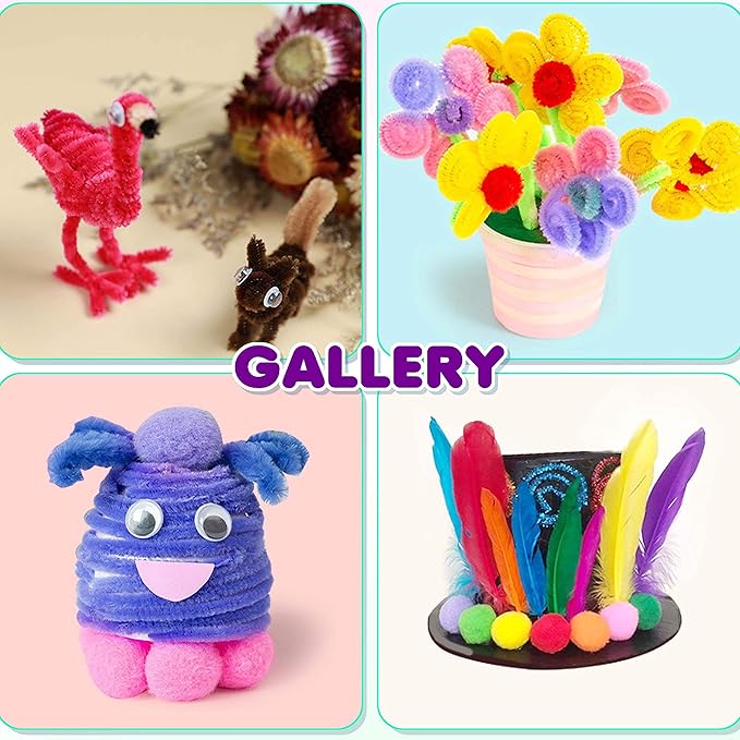 Arts Craft Supplies for Kids, 1000+ PCS Toddler DIY Craft Art Supply Set Include Pipe Cleaners, Pom Poms, Storage Box, 2025 Christmas Holiday Gift for 4-12 Years Old Boys and Girls