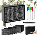 Cash Vault Wooden Savings Box, Piggy Bank for Adults Kids with 8 Saving Targets 500-10000 Challenge Box Money Saving Goals, Black One Piece Coin Cash Saver Storage Case Bank No Install Required