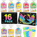 Kids Scratch Art Party Favors Gifts: 16 Pack Rainbow Scratch Notebook Paper Birthday Party Favor Toy Girls Boys Art Craft Kit Summer Classroom Goodie Bags Return Gifts for Birthday Party Favors Bulk