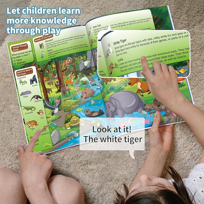 4 Pack Search and Find Activity Book for Kids Ages 3-5 4-8 8-12, Car Game,Toys for Road Trip Airplane Activities,Activity Books Over 240 Fun Animal Knowledge