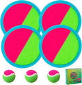 Beach Games, Outdoor Toys for Kids Ages 4-8, Toss and Catch Ball Set, with 4 Paddles 3 Balls, and 1 Storage Bag, Beach Toys Easter Gifts for Kids -2 Pink + 2 Blue