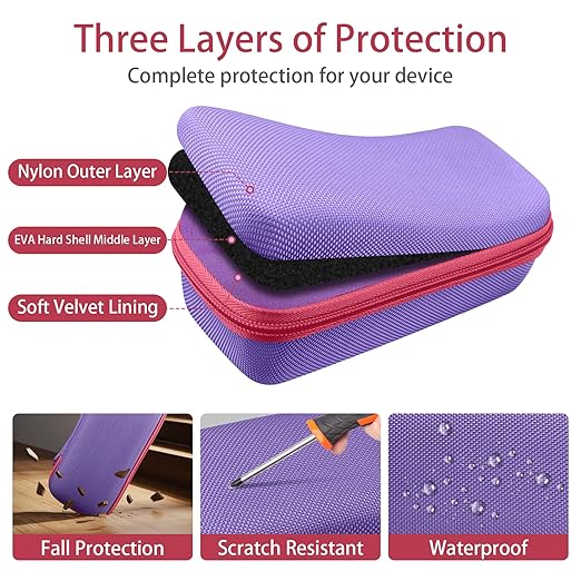 co2CREA Hard Case for 3Doodler Start+ Essentials (2024) 3D Pen Set - Storage Organizer with Custom Slots for Art Activity Set, Printing Filament Refill and USB Charger, Purple Case + Rose Red Zipper