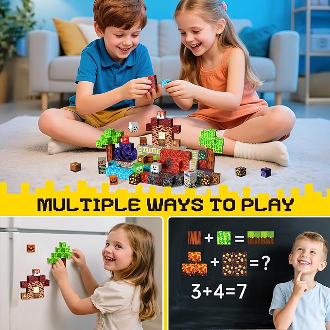 Magnetic Blocks 150PCS, Magnetic Building Blocks, STEM Magnet Blocks Cubes for Kids Age 3-5 4-8 8-12, Sensory Stacking Toy Christmas Birthday Gifts for Boys Girls