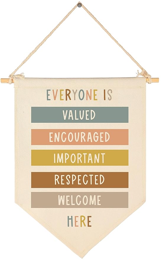 Everyone Is Valved-Classroom Decor-Classroom Poster-Playroom Decoration-Child Art-Teacher Present-Canvas Hanging Pennant Flag Banner Wall Sign Decor Gift-Birthday Christmas Gift