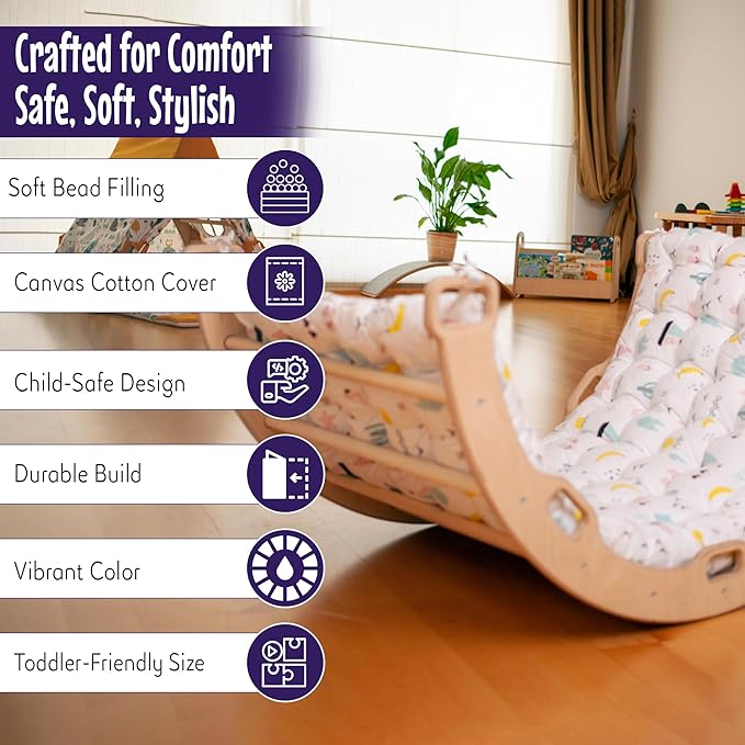 Climbing Arch Cushion Only | Cushion for Toddler Climbing Arch | Montessori Rocker | Toddler Floor Pillow for Kids (Flamingo)