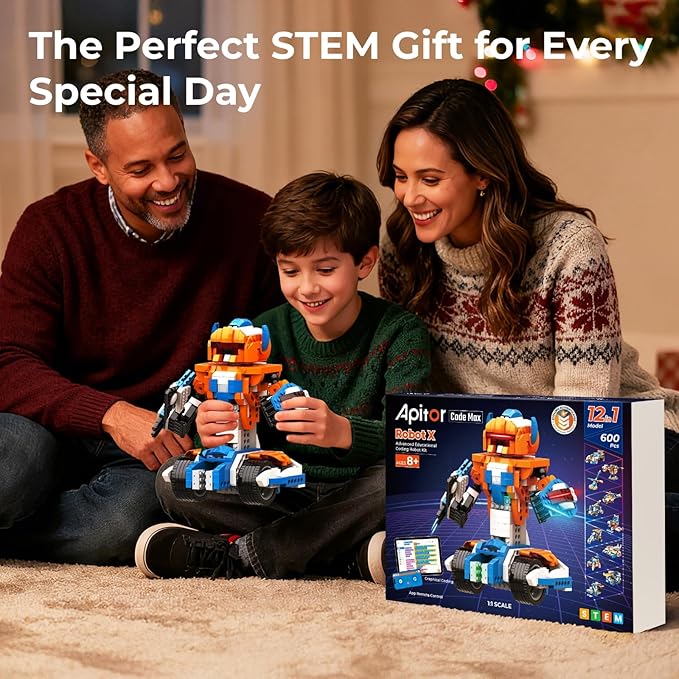 Robot X Robot Building Kit, 12-in-1 Programmable APP Remote Control RC Car, STEM Robotics Coding Set, Educational Birthday Gifts for Boys Girls Kids Ages 8-12 (600 Pieces)