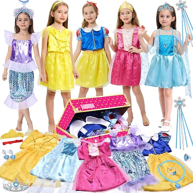 Princess Dress Costume for Girls 3-6 Toddler Princess Dress Up Clothes for Little Girl Halloween Birthday Party Gift