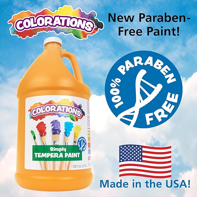 Colorations Paraben-Free Washable Tempera Paint for Kids - 1 Gallon Value Size, Vibrant Green. Non-Toxic and Made in the USA, Classroom Must Haves, Bulk Arts and Crafts Supplies