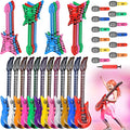 37 Pcs Inflatable Rock Star Instrument Set, 12 Blow up Guitar 36 Inch 12 Inflatable Microphone 12 Bass with a Pump for 80s Themed Party Carnival Birthday Party Decorations