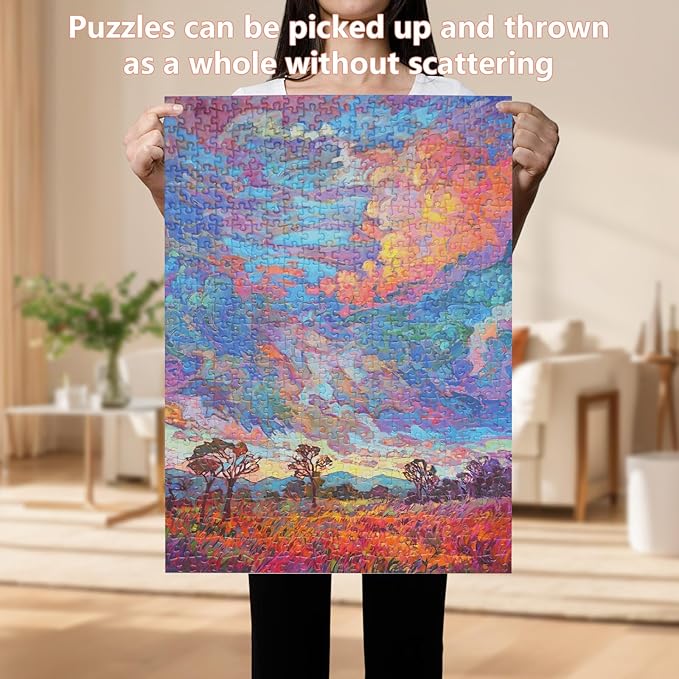 Jigsaw Puzzles 500 Pieces for Adults Glitter Abstract Sunset Jigsaw Puzzles Challenging Puzzle Game with Letters on The Back (20.5'' x 15'')