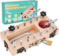 Wooderma Montessori Toys for 3 4 5 Year Old with Lock and Key, Wooden Sensory Toddler Screwd Tool Set, Montessori Screwdriver Board Set, Fine Motor Skills Toys for Educational Preschool Gift for Boys